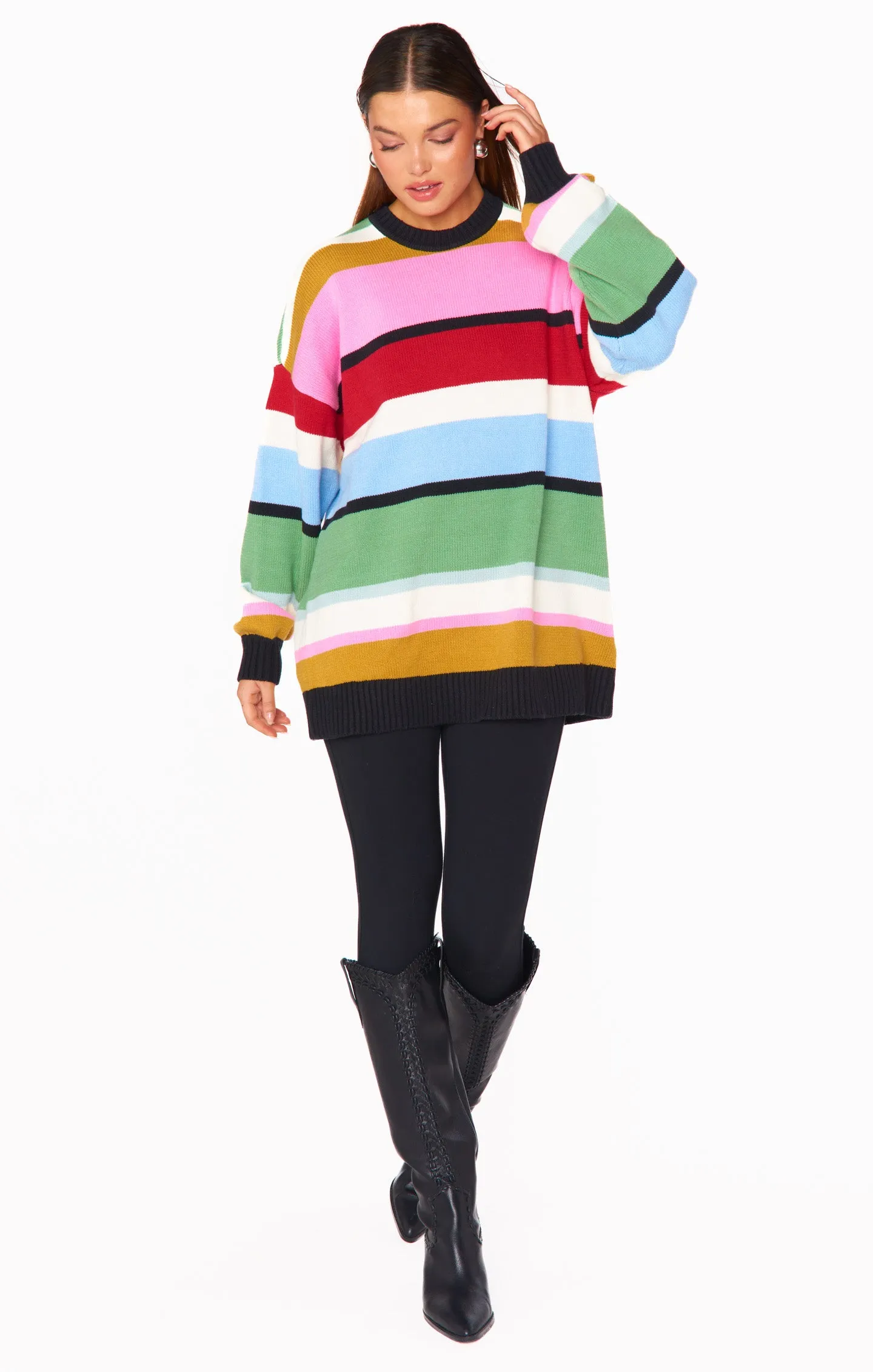 Ember Tunic Sweater ~ Multi Stripe Knit