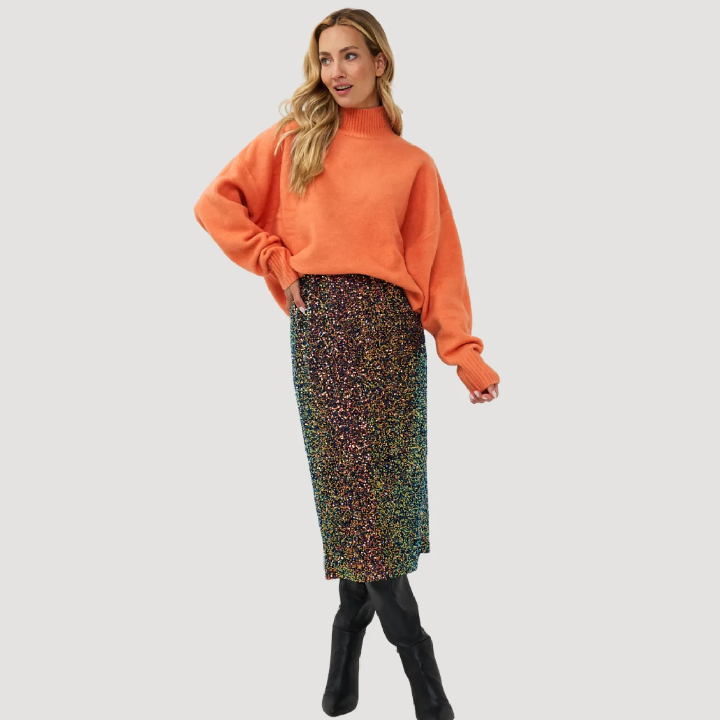 Esqualo Sequin Midi Skirt | Multi