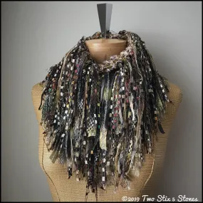 Exotic Brown Tweed Infinity Scarf w/Fringe