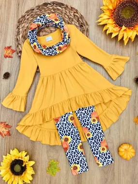 Fall Sunshine Hi-Lo Tunic, Leggings and Scarf Set