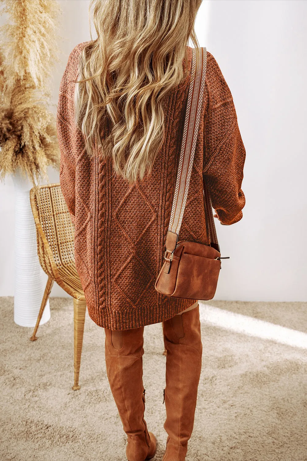 Fall Sweater Dress - Rust