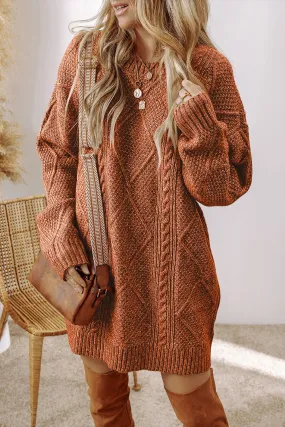 Fall Sweater Dress - Rust