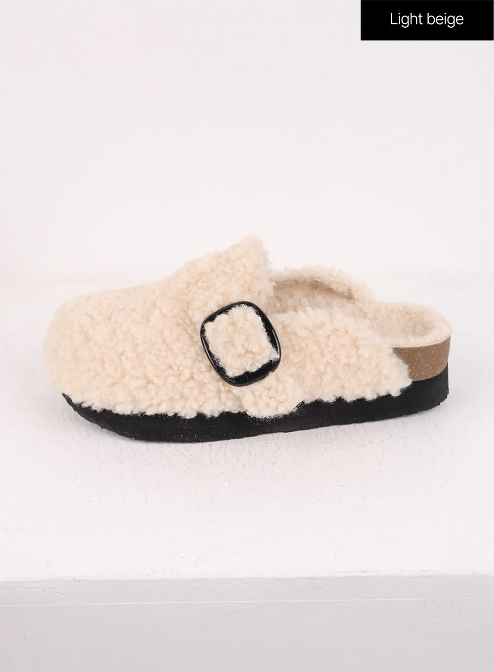 Faux Shearling Buckle Clogs CJ424