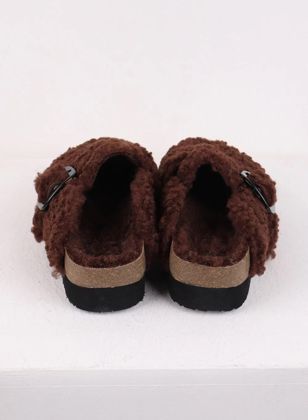 Faux Shearling Buckle Clogs CJ424