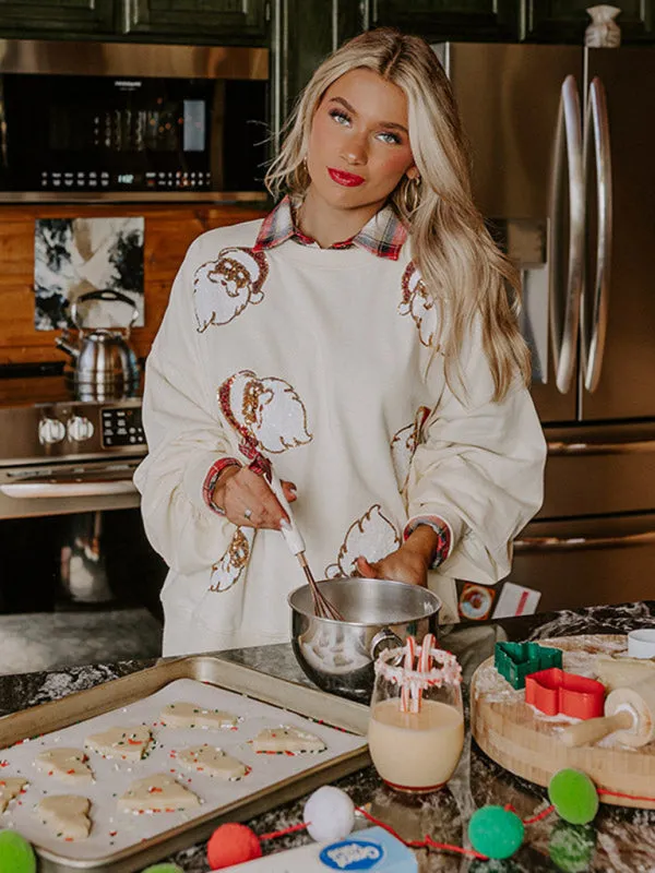 Festive Santa Sequin Sweatshirt Christmas Top