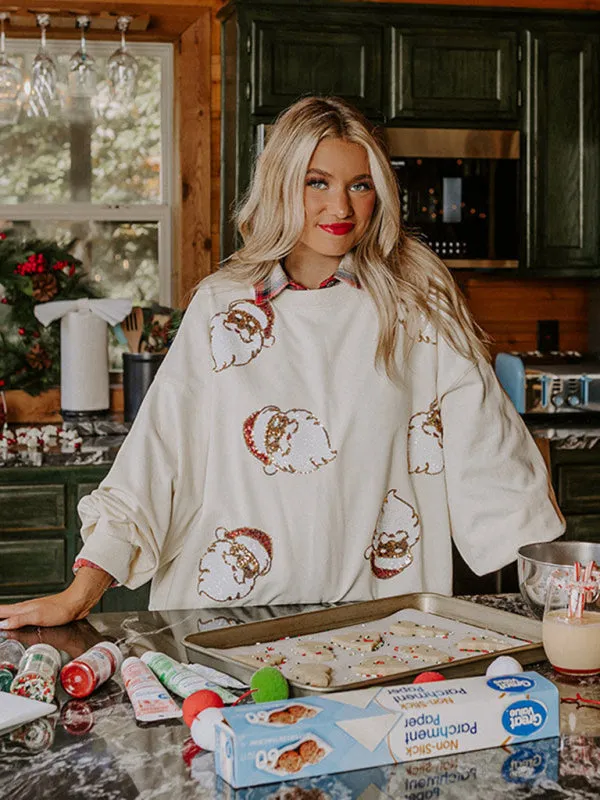 Festive Santa Sequin Sweatshirt Christmas Top