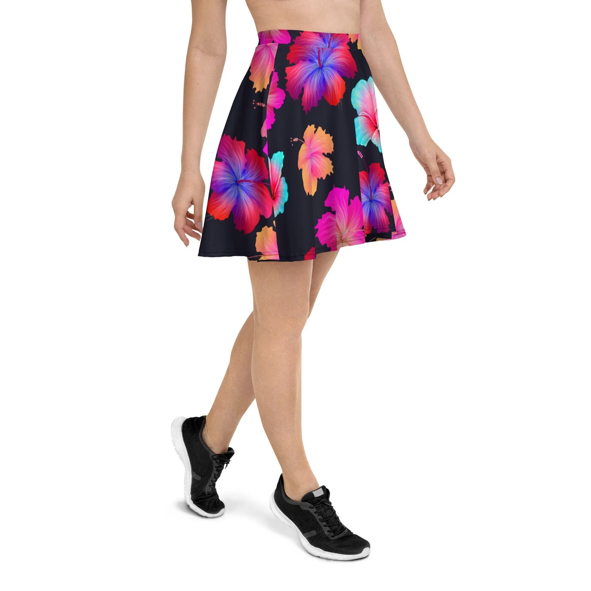 FLORAL BLACK SKATER SKIRT