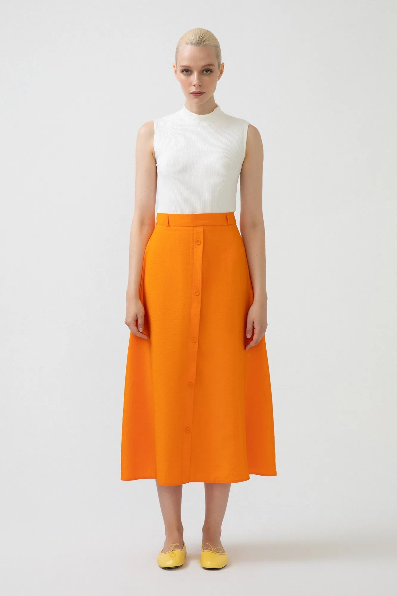 FRONT BUTTONED A-LINE SKIRT