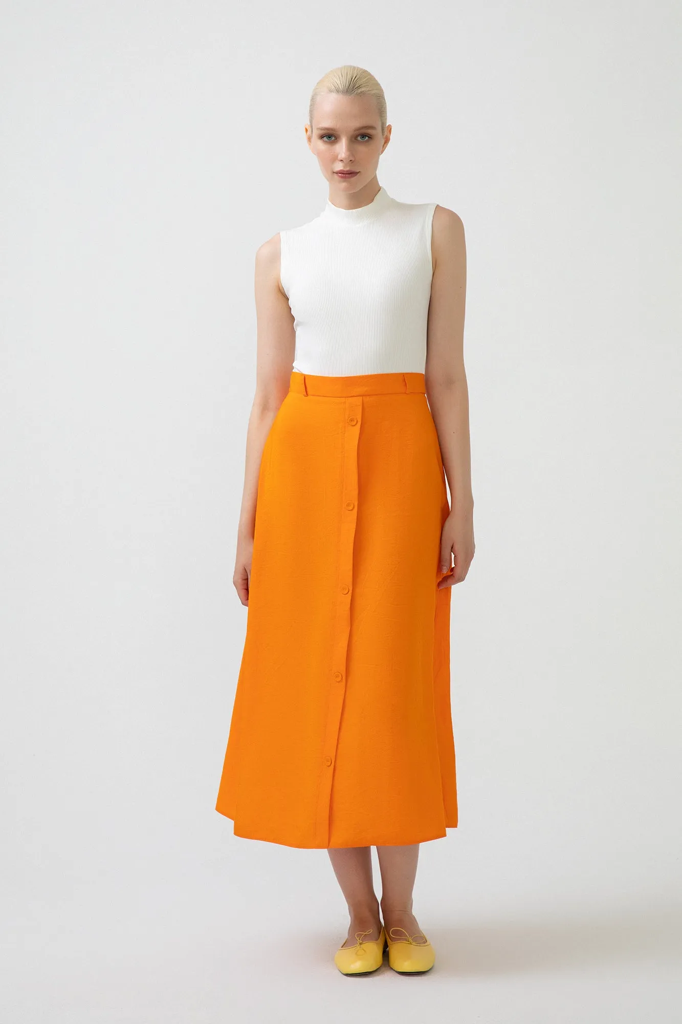 FRONT BUTTONED A-LINE SKIRT