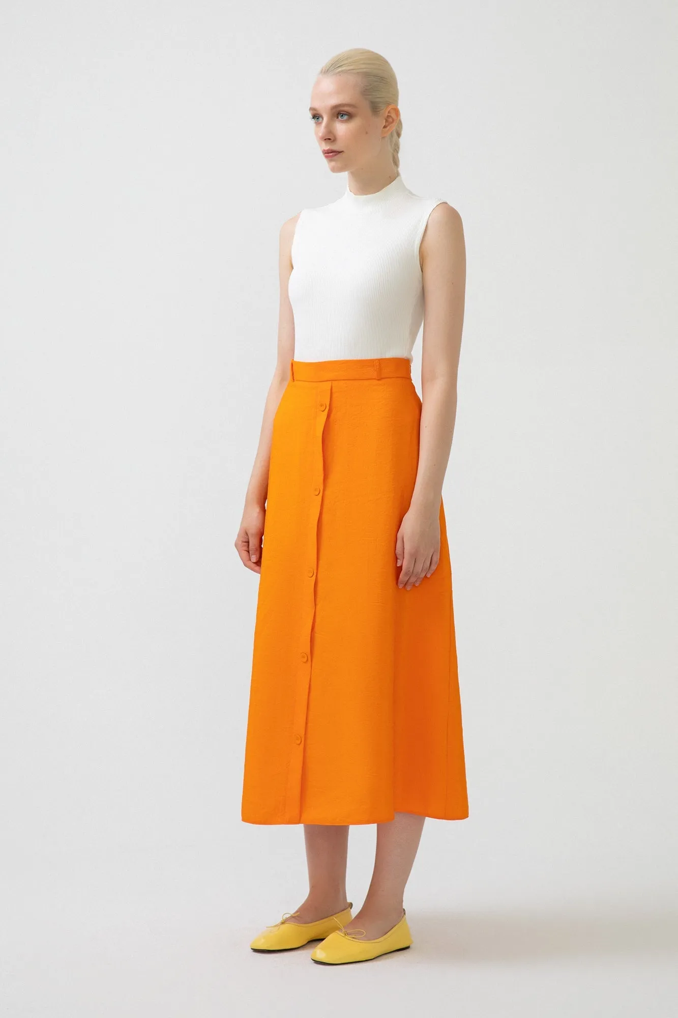 FRONT BUTTONED A-LINE SKIRT