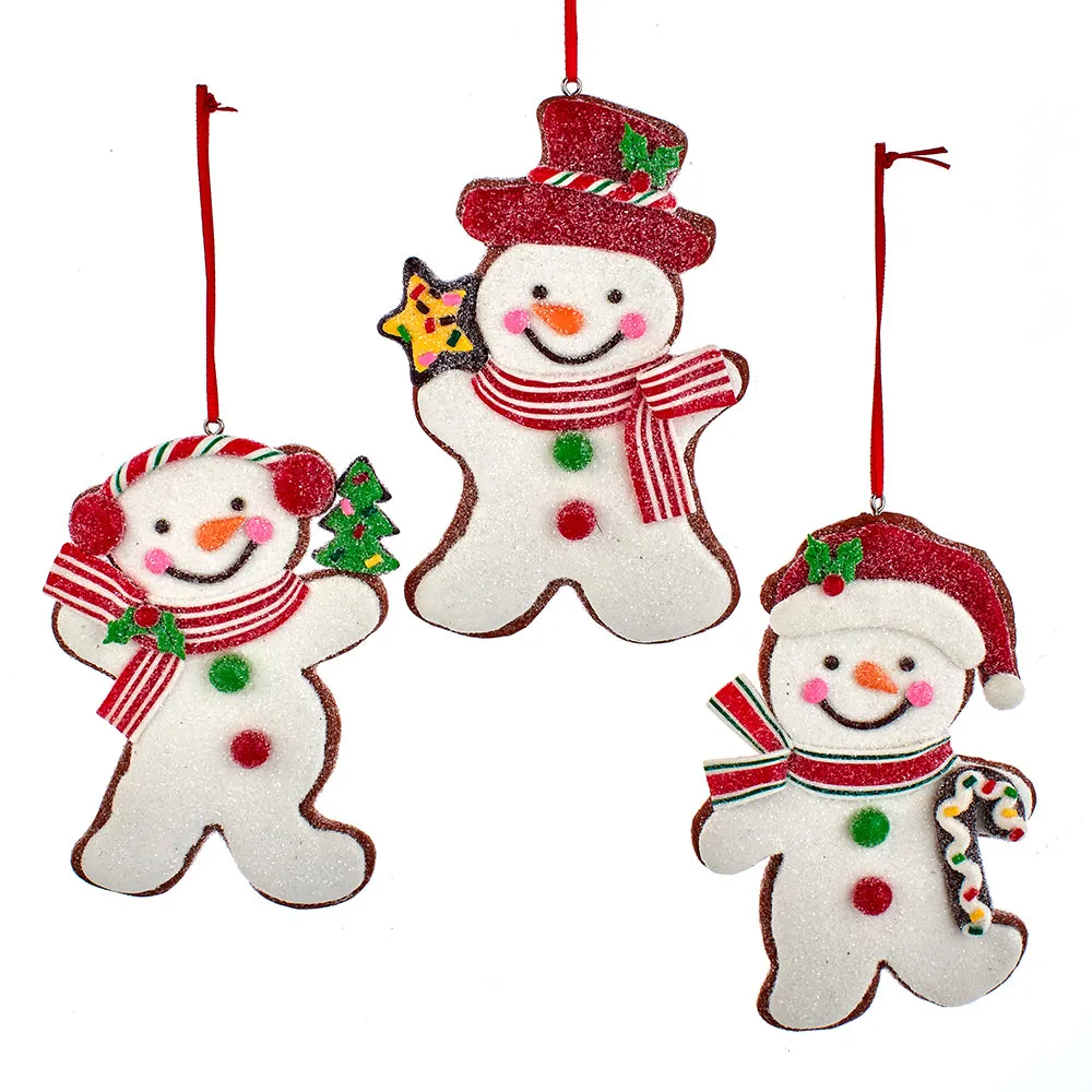 Gingerbread Cookie Snowman Ornament, 3 Assorted