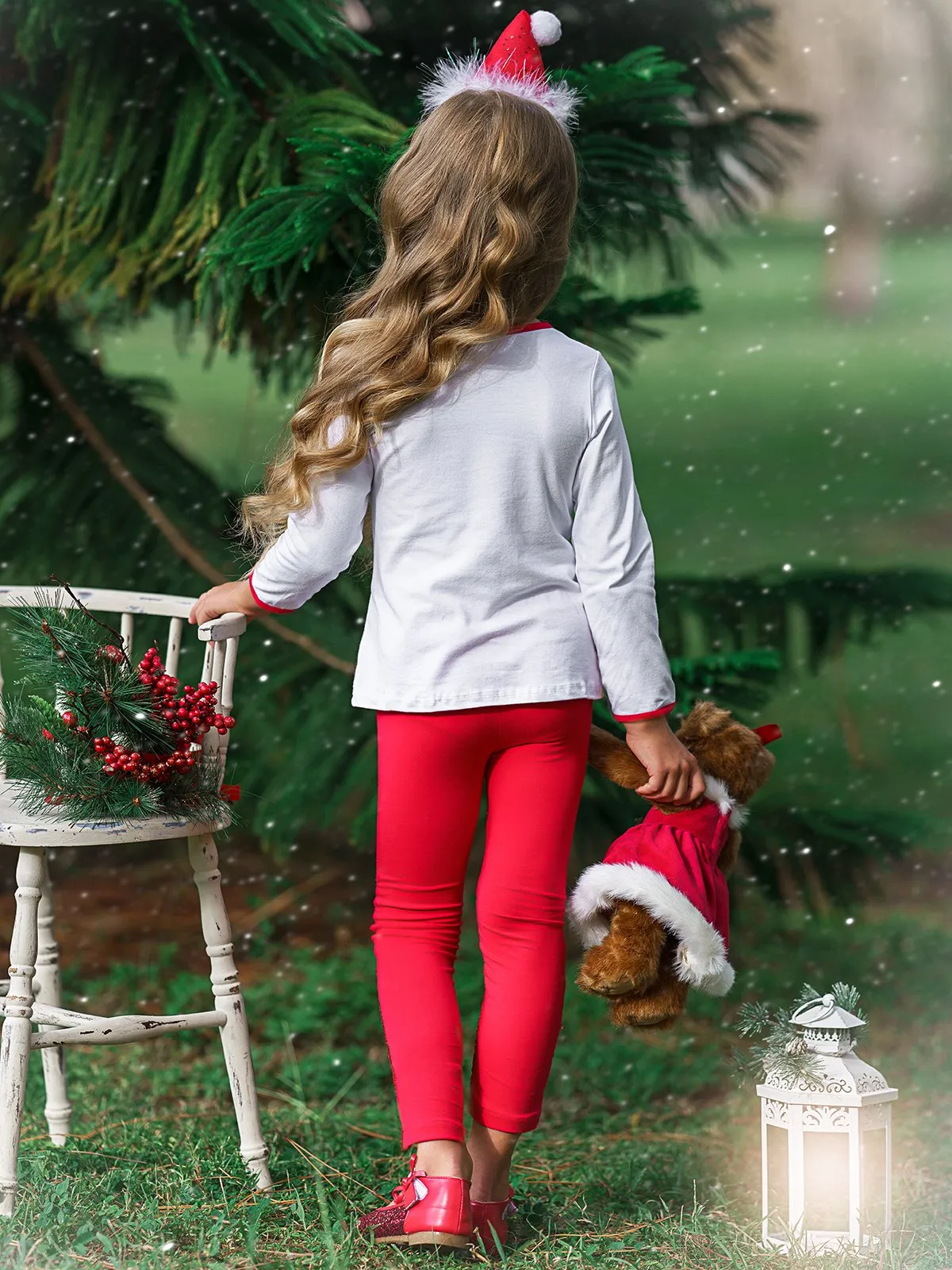 Girls "Santa's Little Princess" Top and Sequin Leggings Set