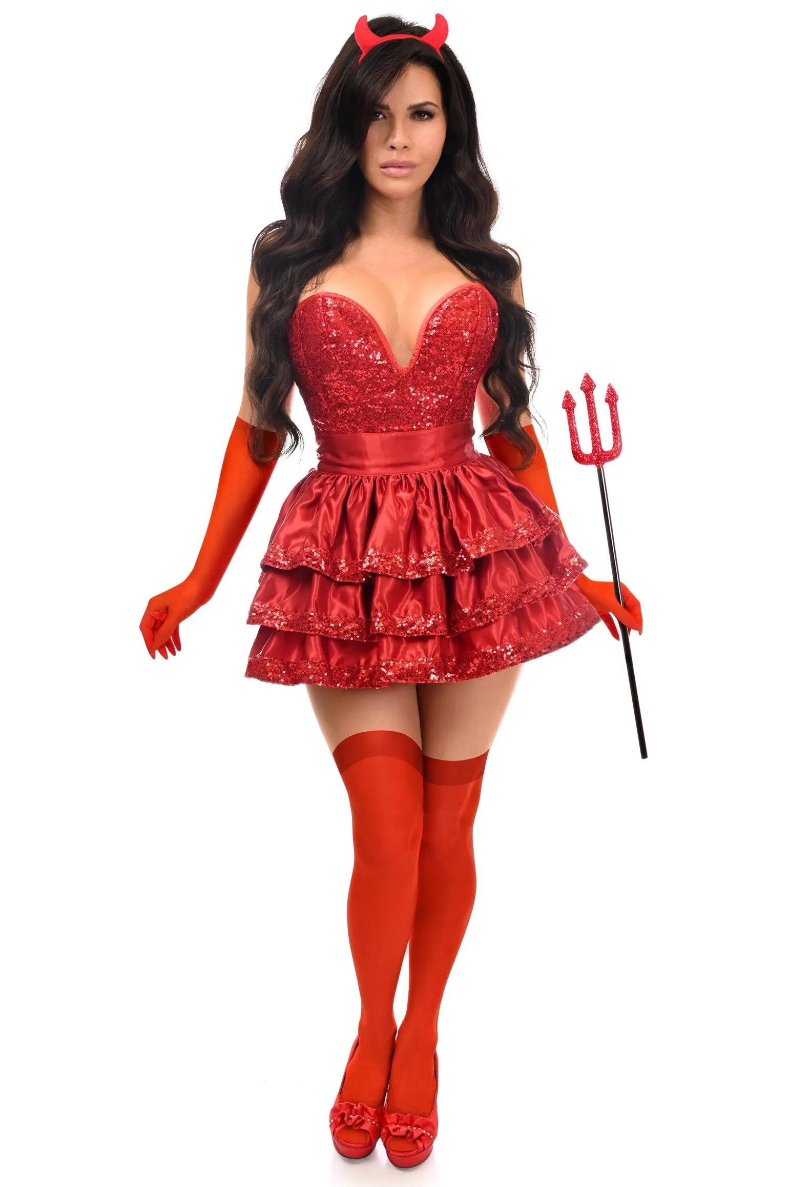 Glamorous 4 PC Corset Devil Costume with Accessories