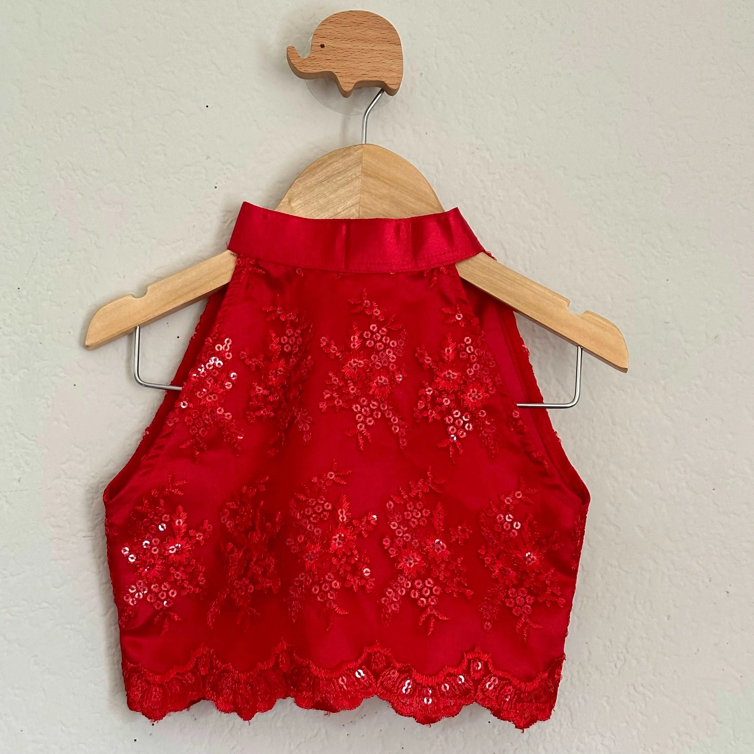 Glamorous Halter Neck with Stand Collar with Layers Circular Skirt | 3-4 Yrs