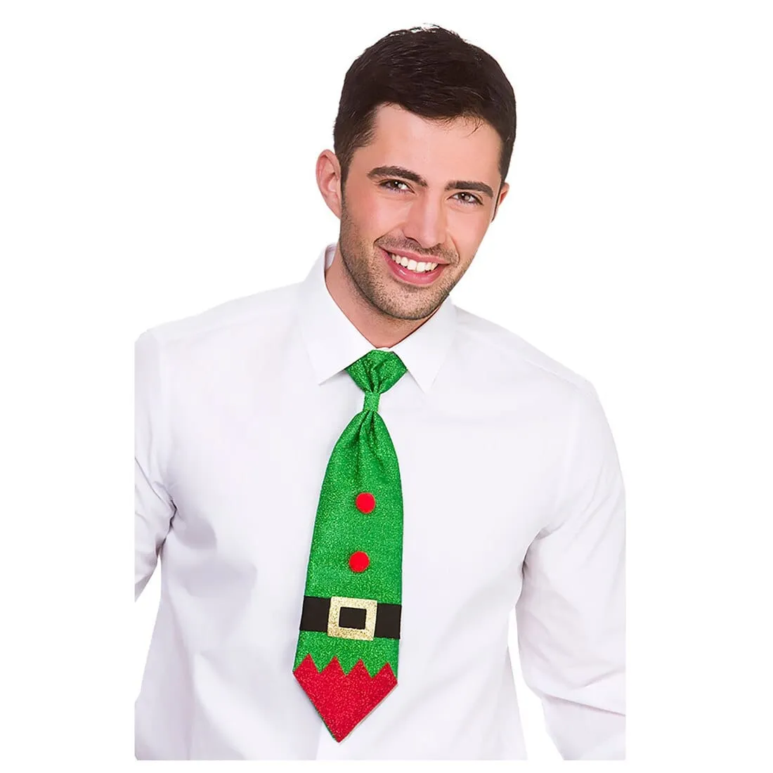 Glitter Christmas Tie Novelty Santa Elf Fancy Dress Party