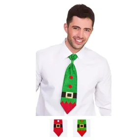 Glitter Christmas Tie Novelty Santa Elf Fancy Dress Party