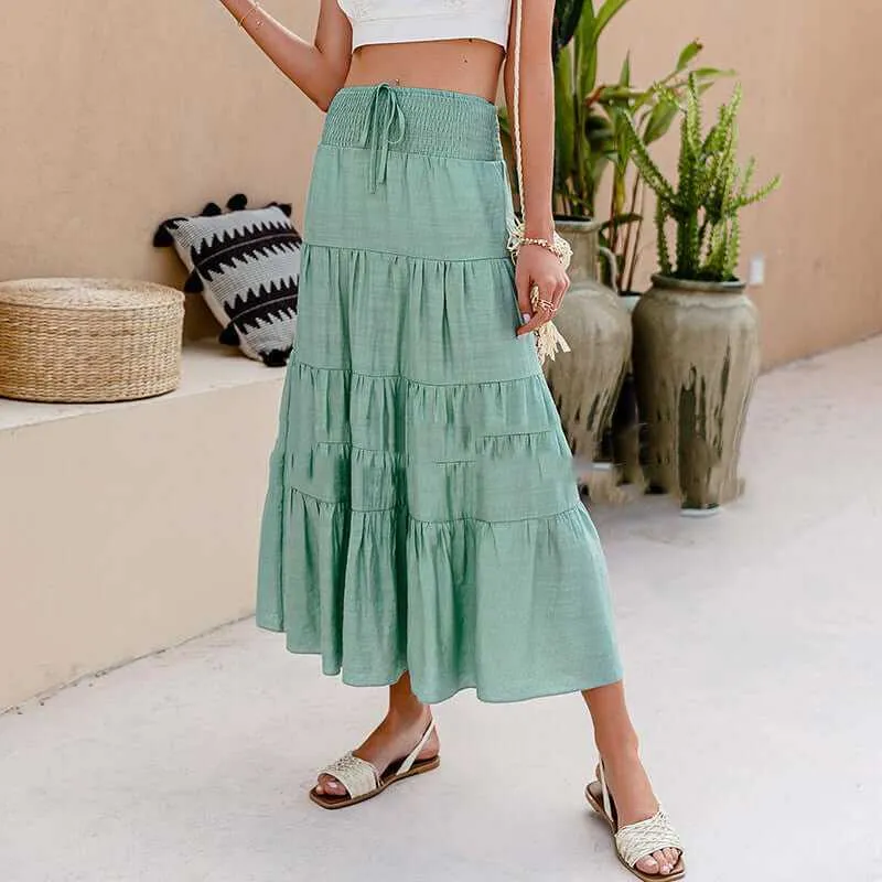 Glow Chic's Simple Casual Solid A-Line Long Skirt