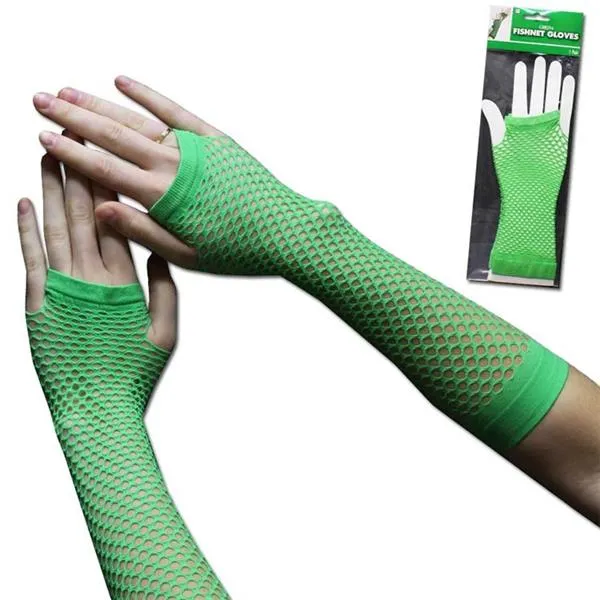 Green Fishnet Fingerless Gloves