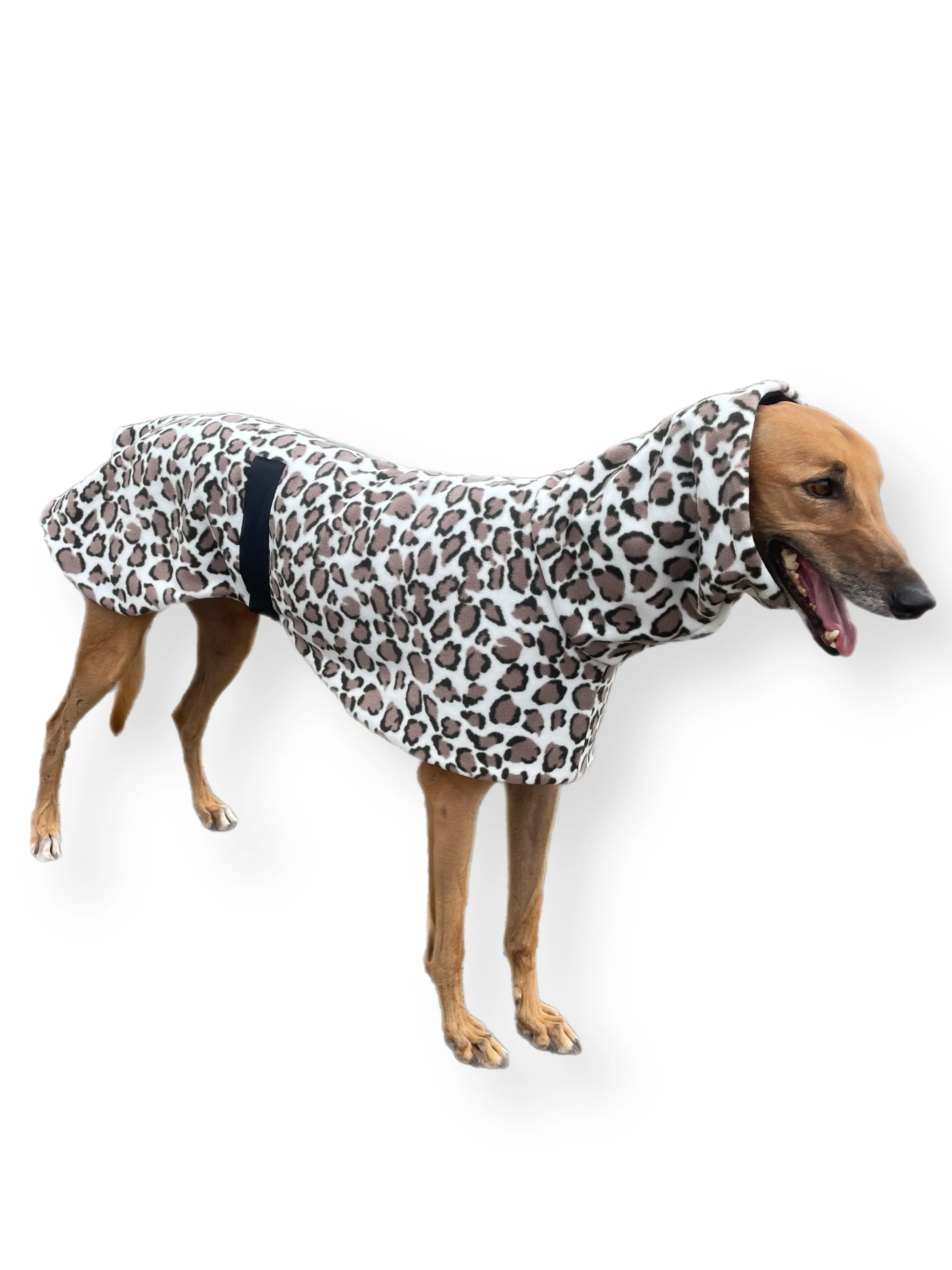 Greyhound Deluxe style coat rug double extra thick polar fleece leopard print washable extra wide hoodie