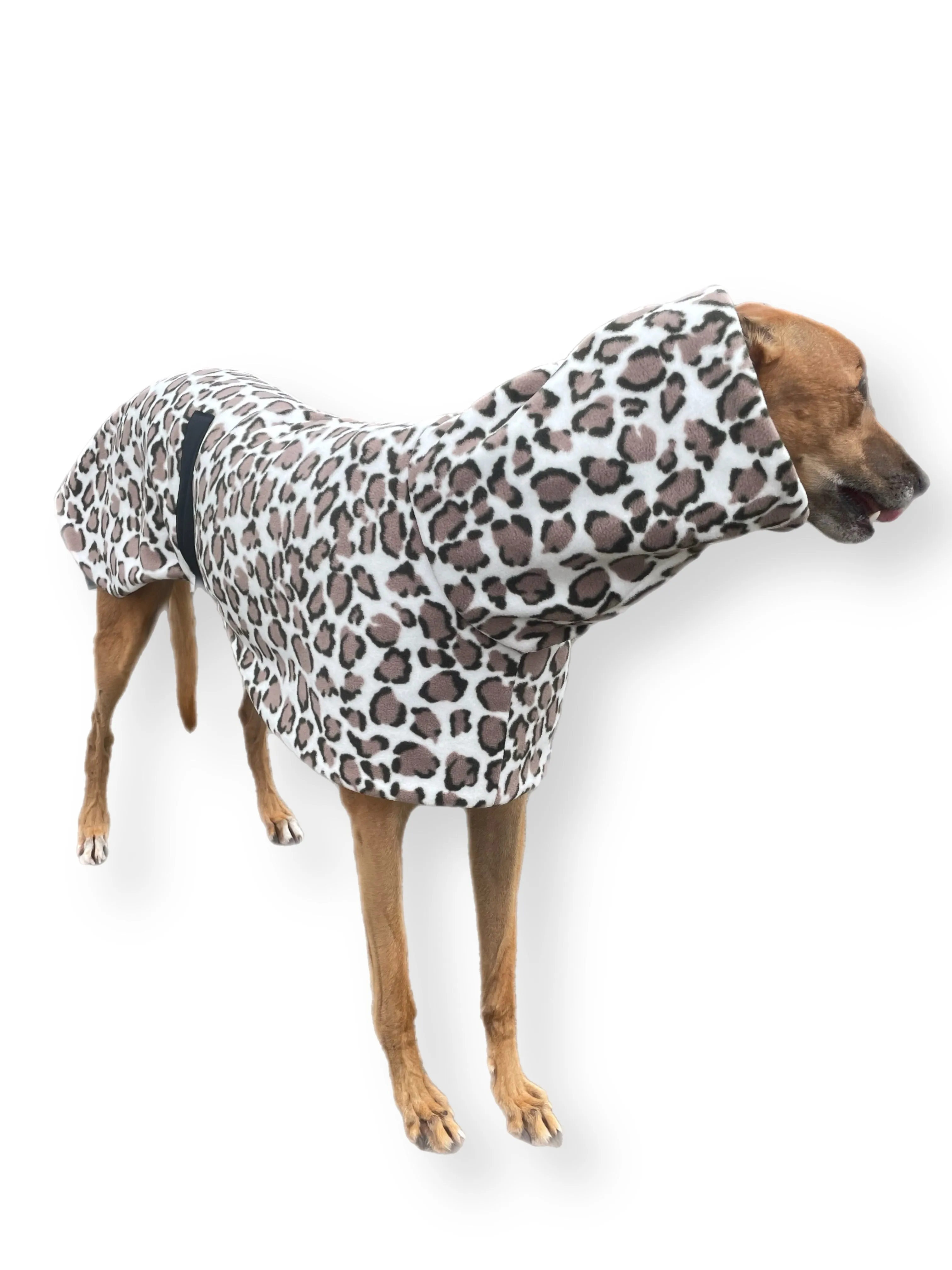 Greyhound Deluxe style coat rug double extra thick polar fleece leopard print washable extra wide hoodie