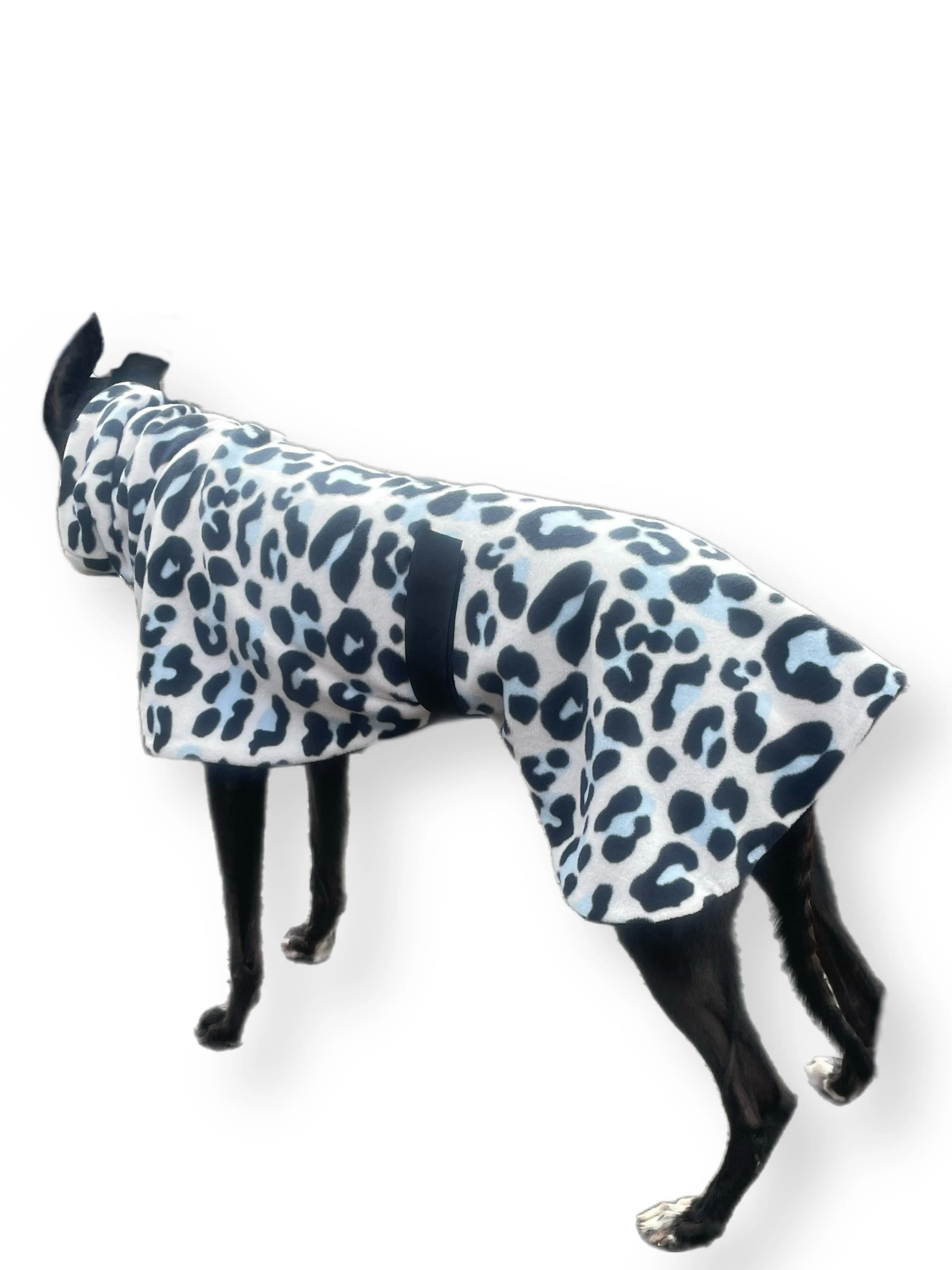 Greyhound Deluxe style coat rug double polar fleece leopard print washable extra wide hoodie