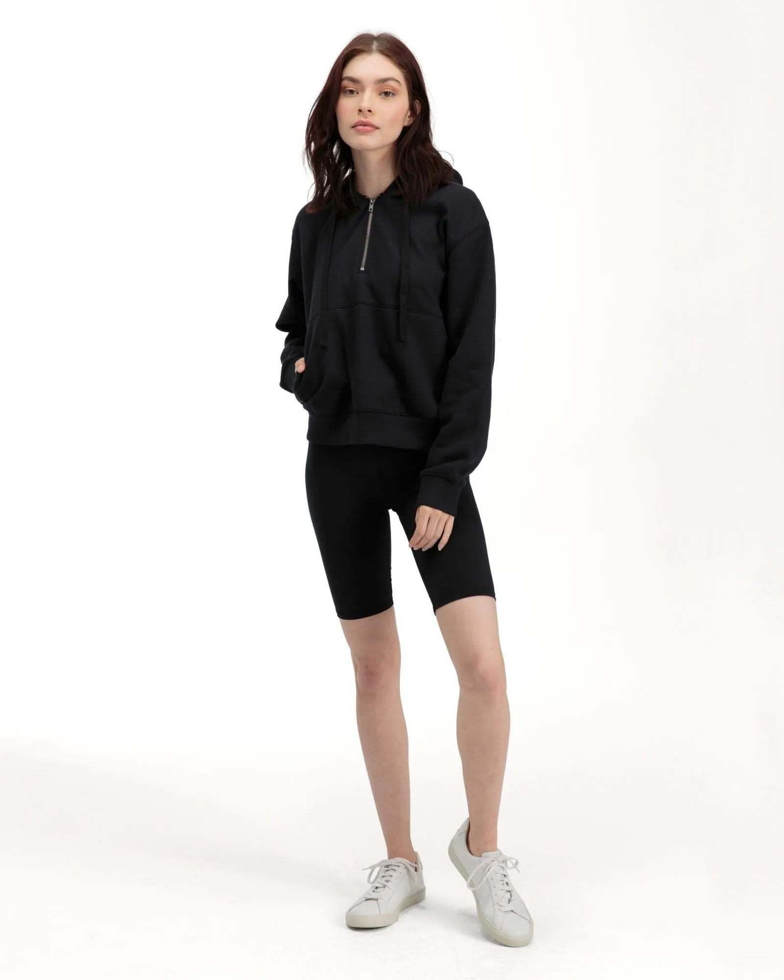 Half-Zip Fleece Hoodie (Black)