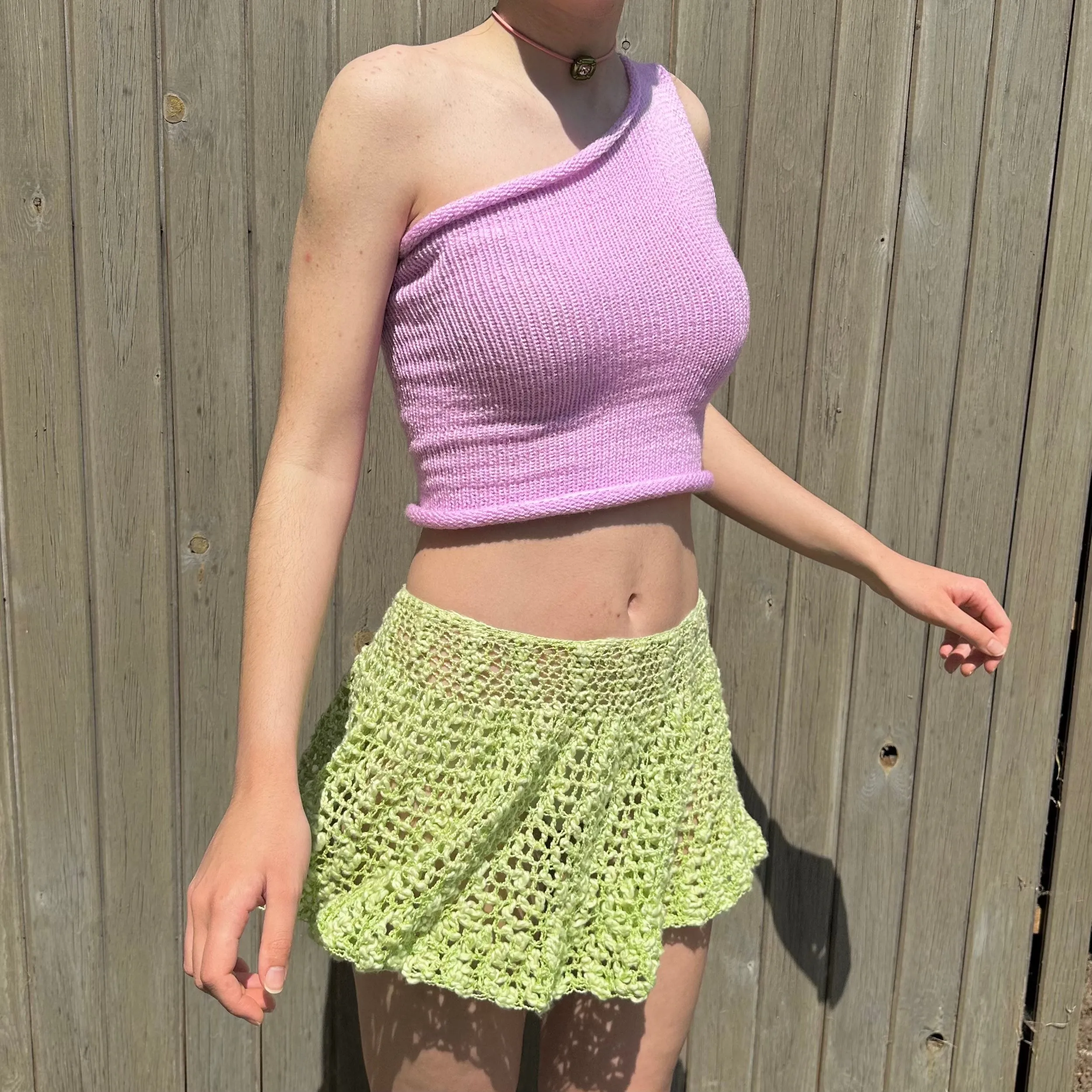 Handmade lace crochet rara skirt in green