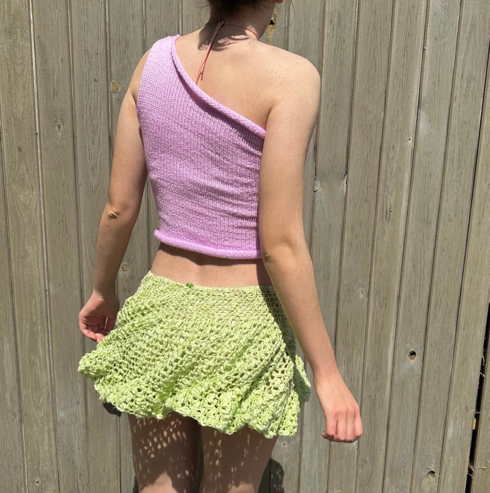 Handmade lace crochet rara skirt in green