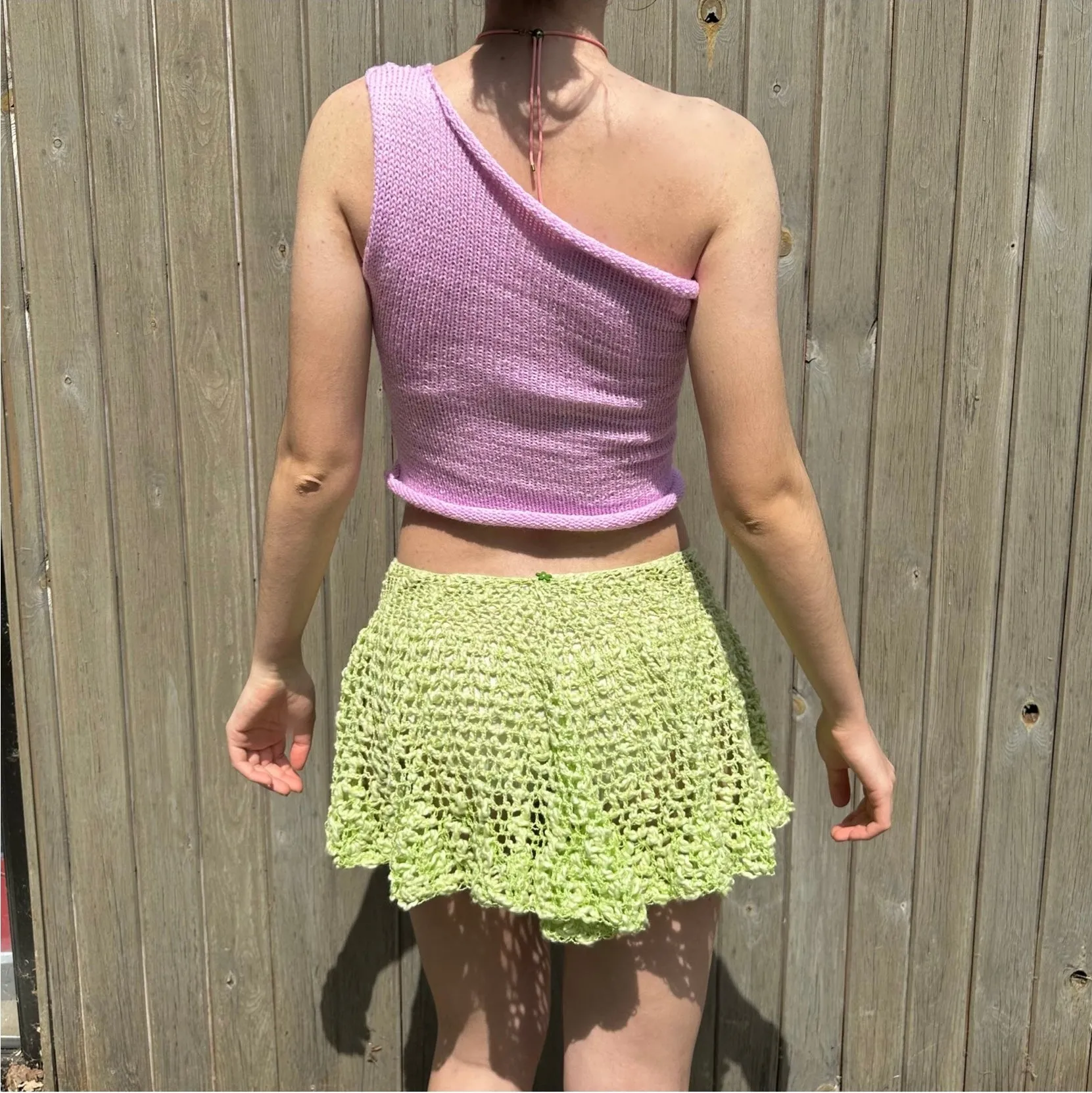 Handmade lace crochet rara skirt in green