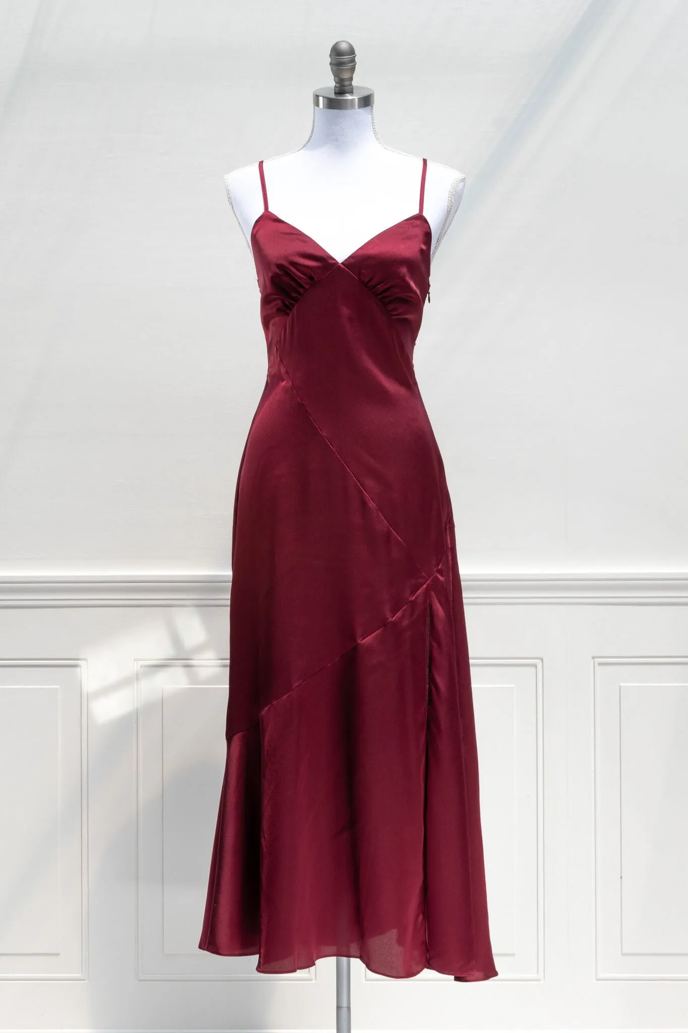 Harlow Satin Dress - Burgundy