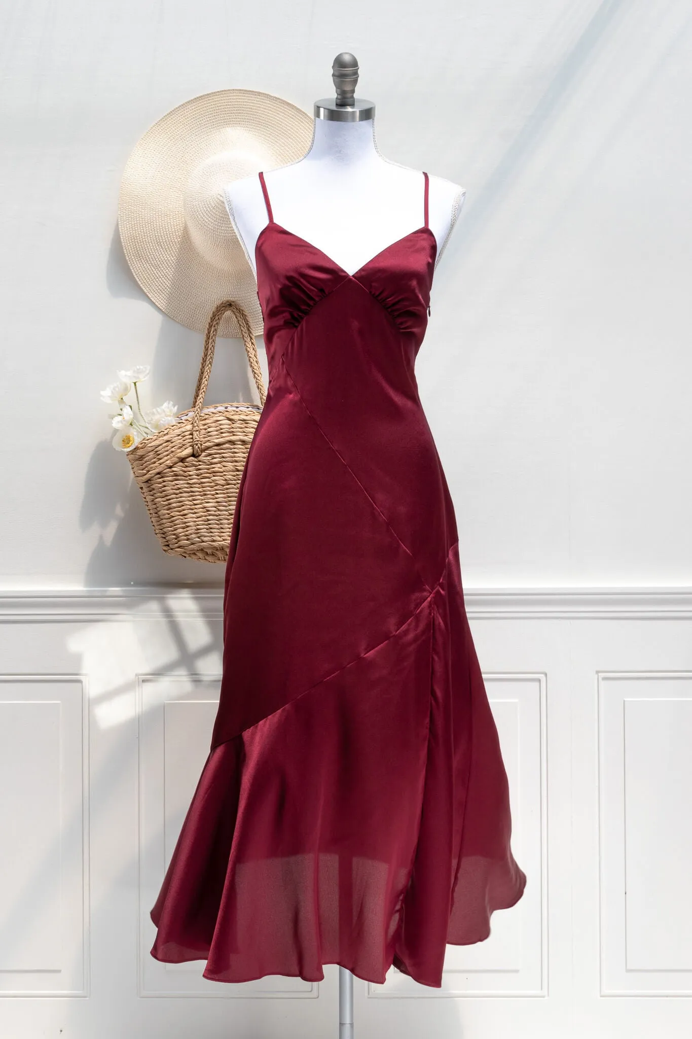 Harlow Satin Dress - Burgundy