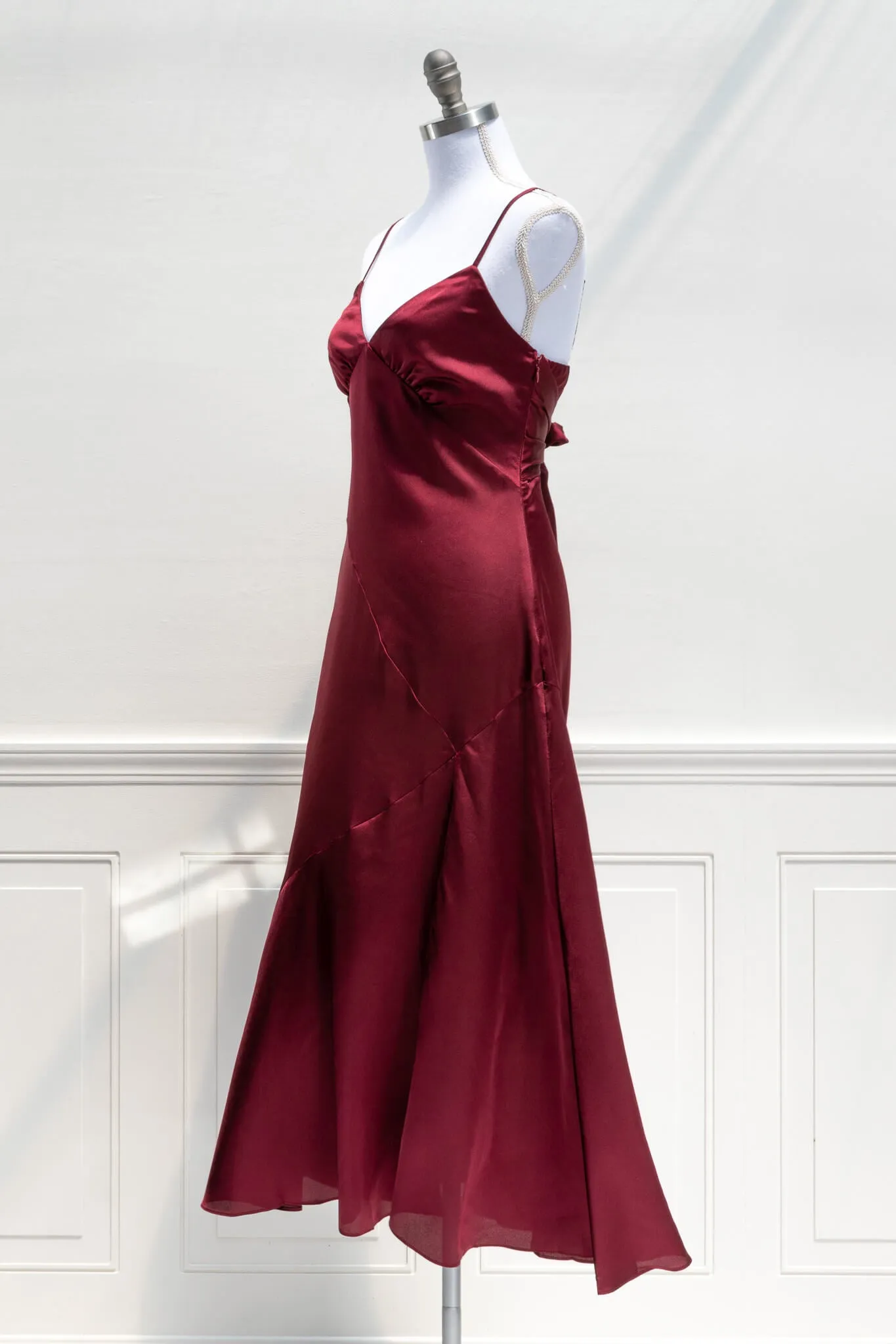 Harlow Satin Dress - Burgundy