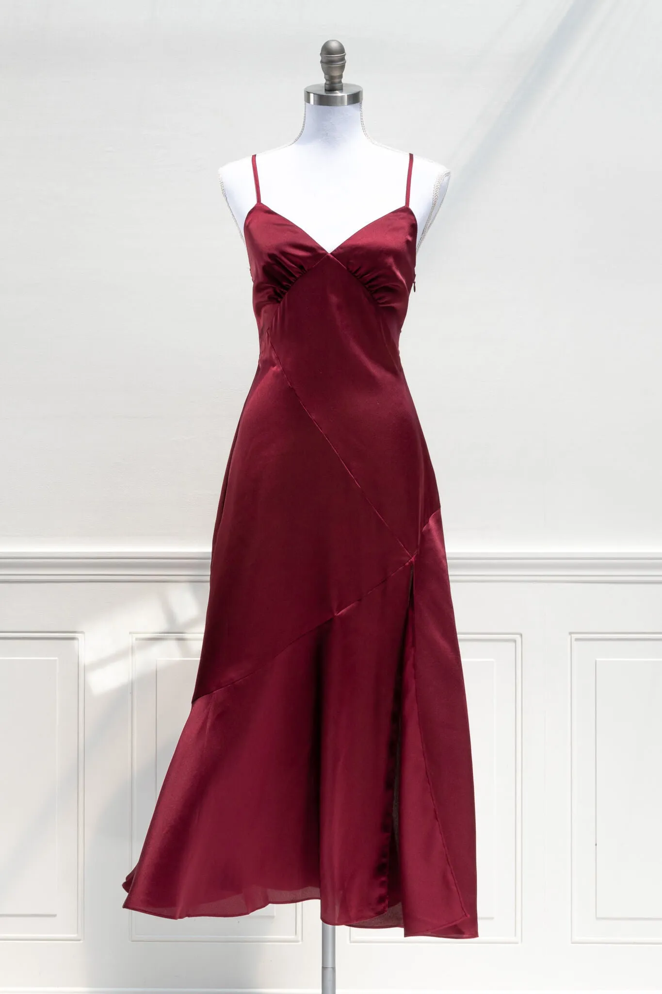 Harlow Satin Dress - Burgundy