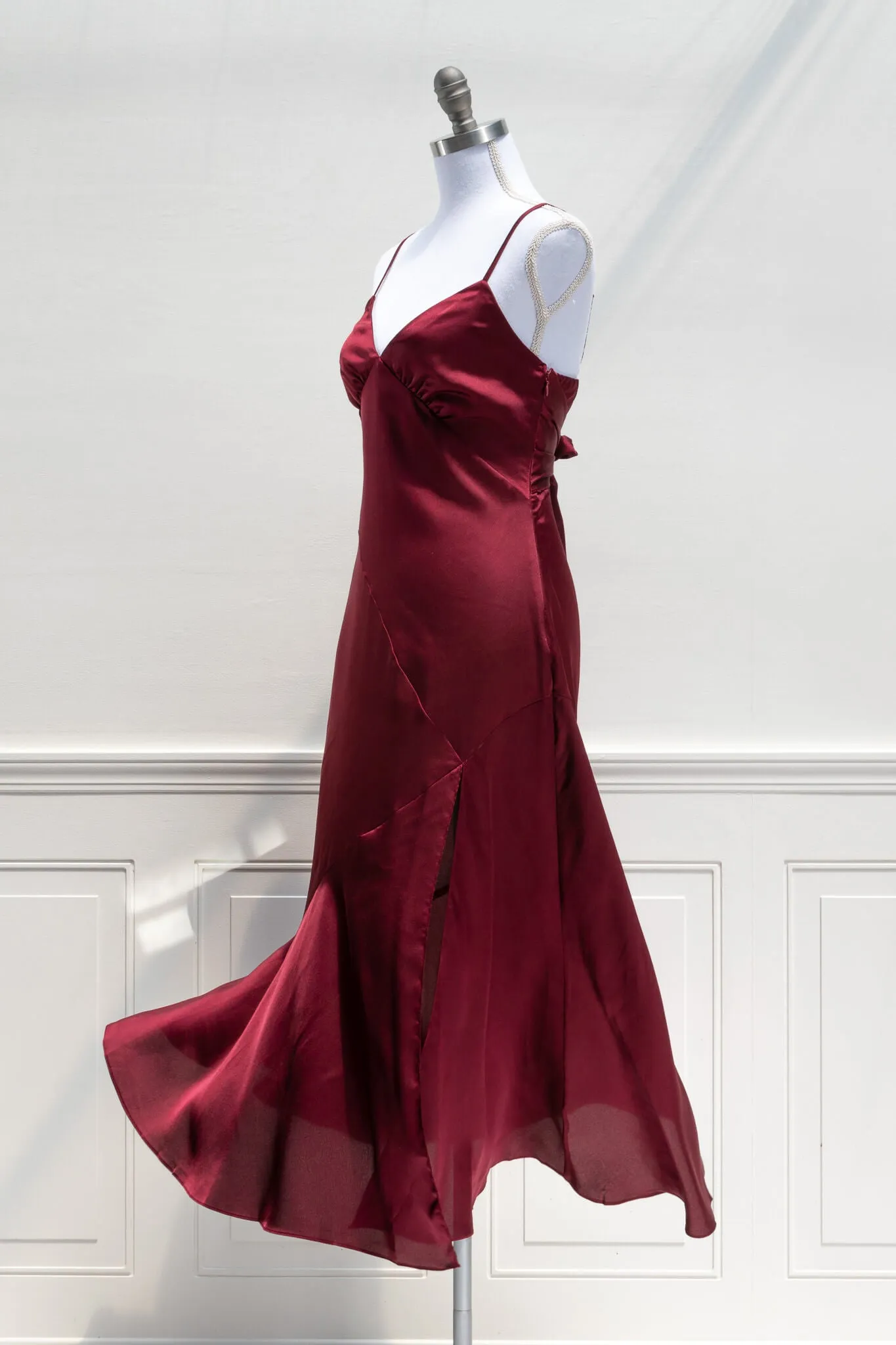 Harlow Satin Dress - Burgundy