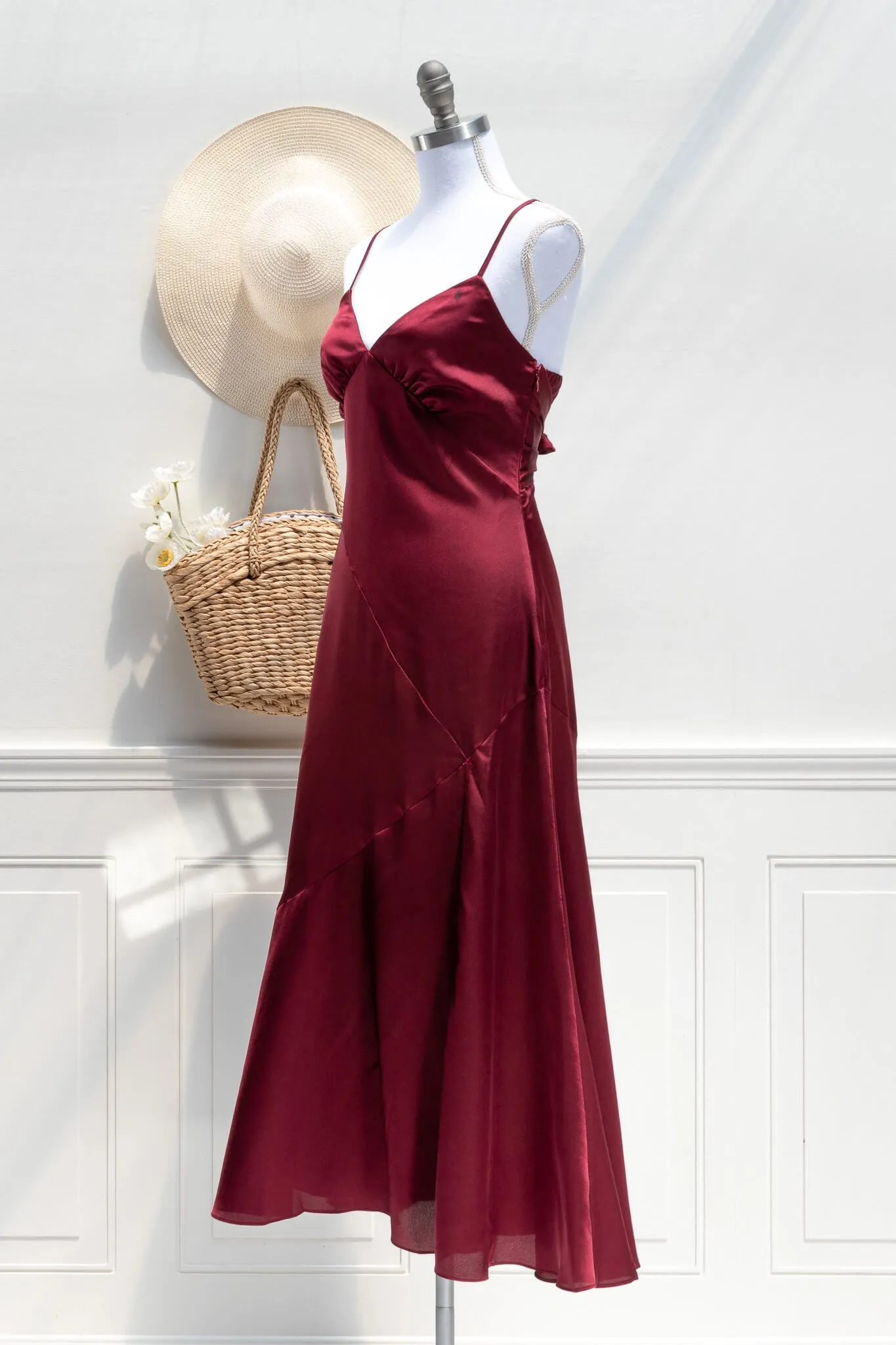 Harlow Satin Dress - Burgundy