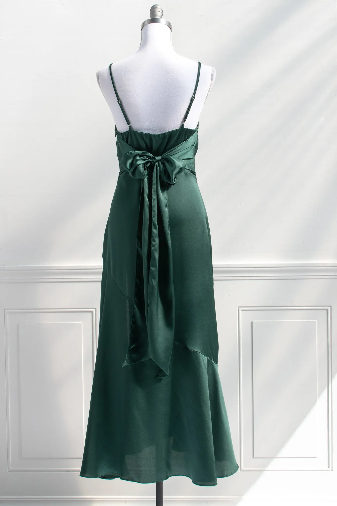 Harlow Satin Dress - Emerald Green