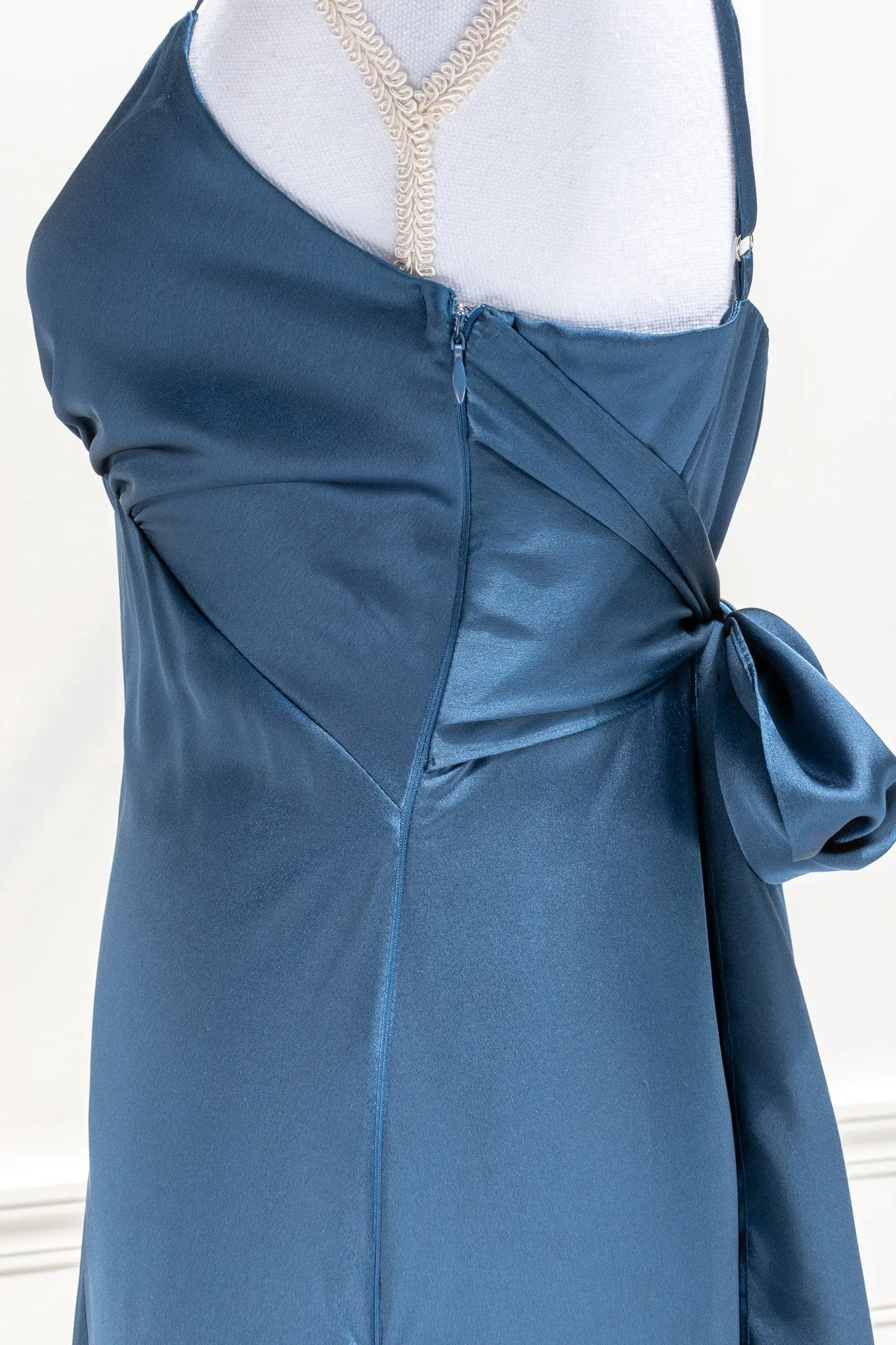 Harlow Satin Dress - Sapphire Blue