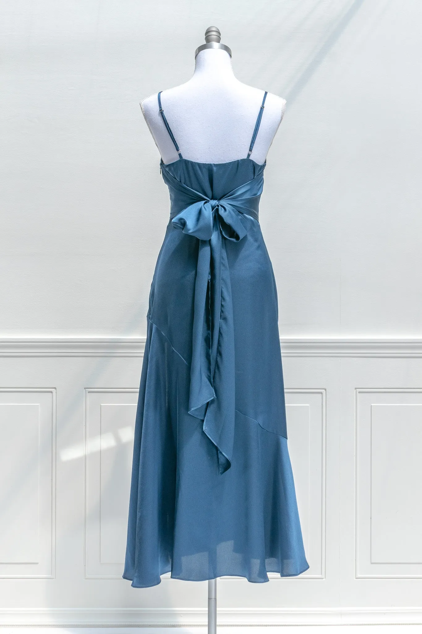 Harlow Satin Dress - Sapphire Blue