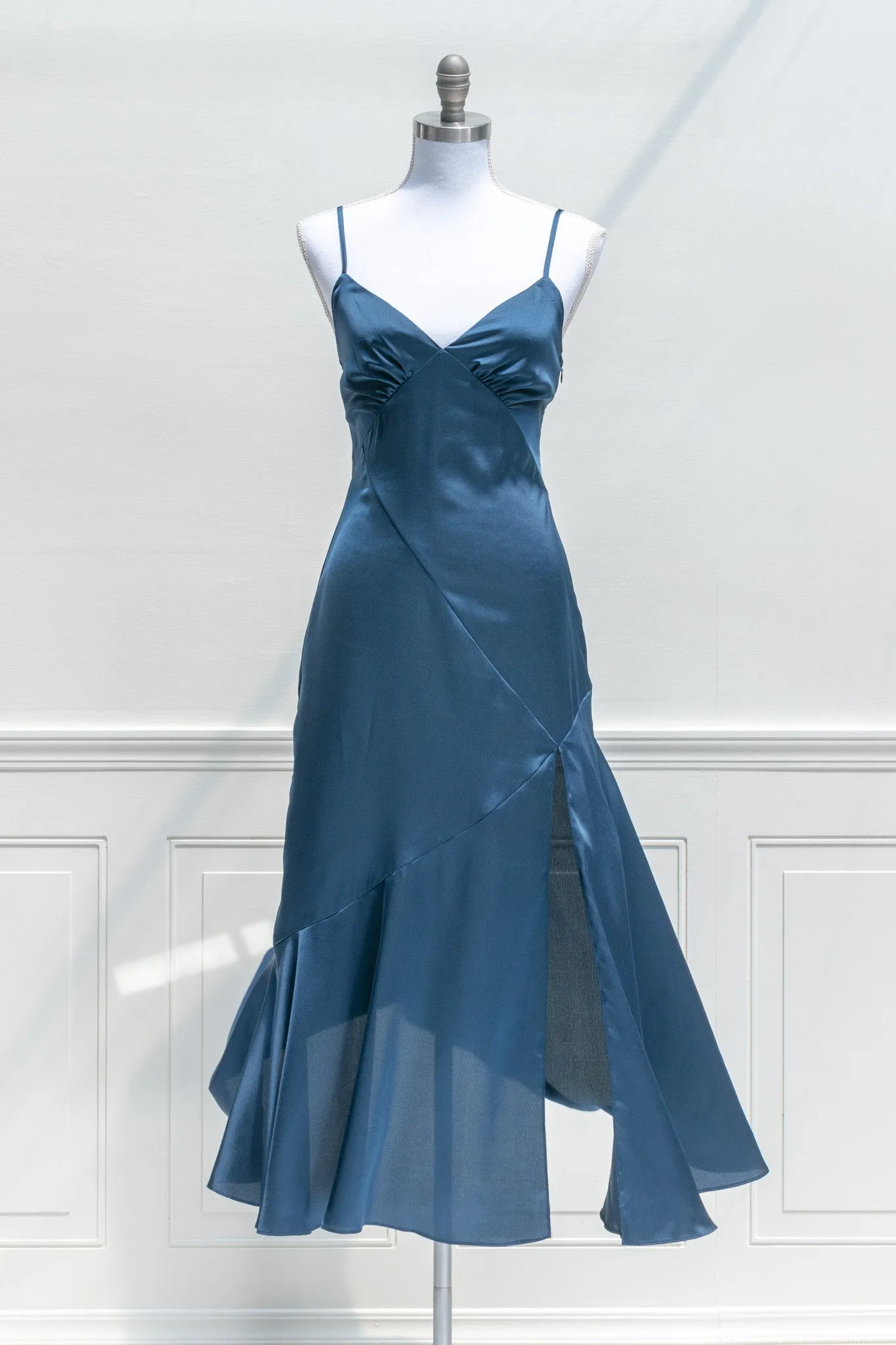 Harlow Satin Dress - Sapphire Blue