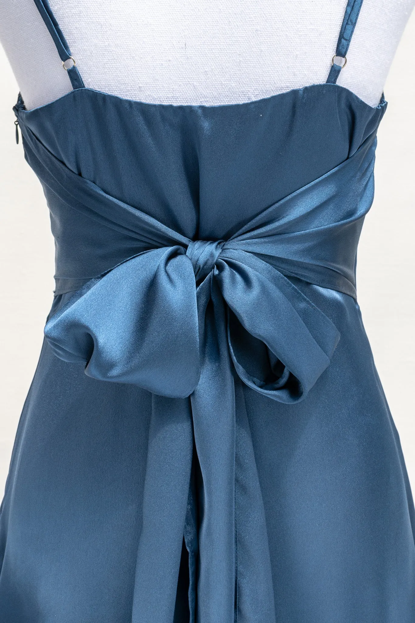 Harlow Satin Dress - Sapphire Blue