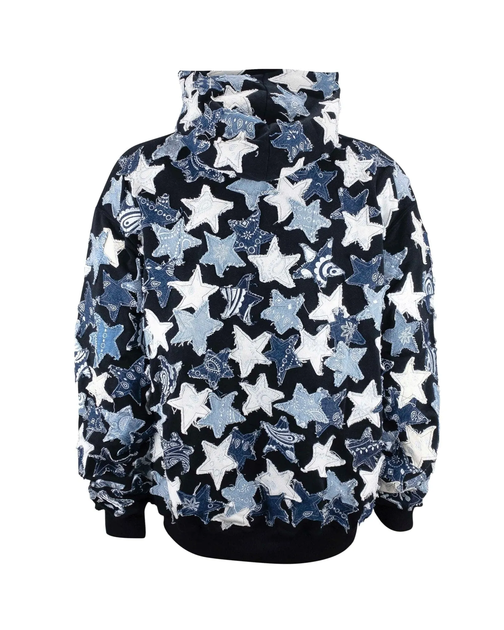 Hoodie Over Patchwork Denim Stars