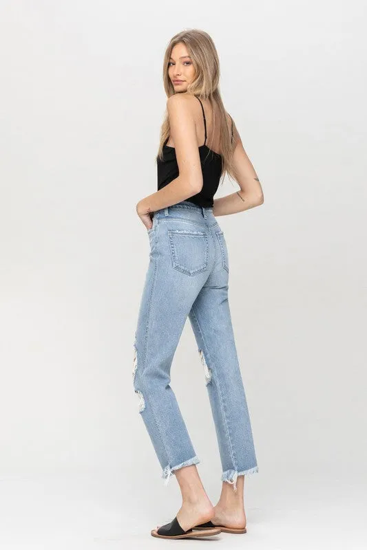 Imogen Super High Rise Distressed Relaxed Straight Jeans