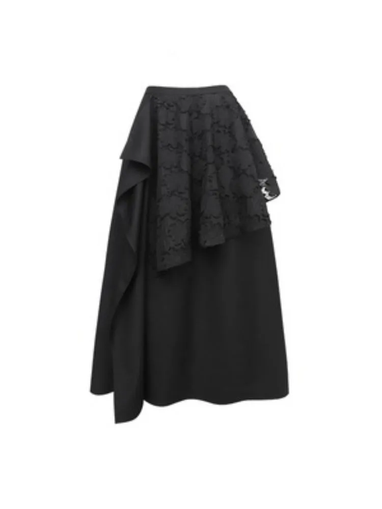 Jacquard Pleated Cut Out Tops & Irregular Layered Long Skirt【s0000004371】