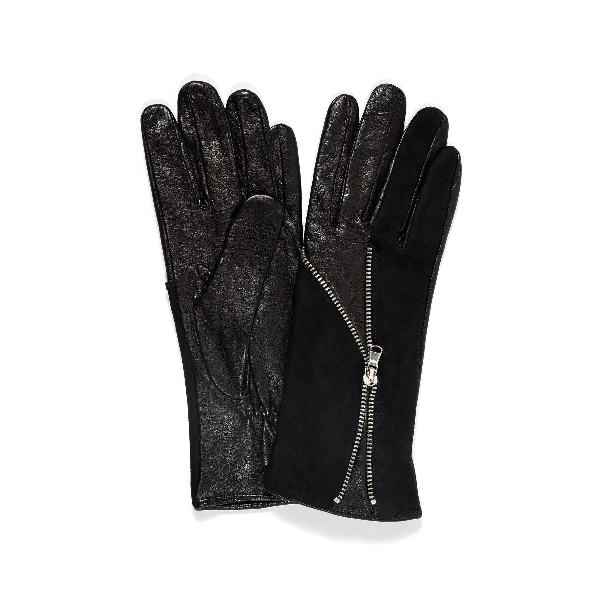 Jacqueline 3 - Women's Silk Lined Leather Gloves with Zip Detail