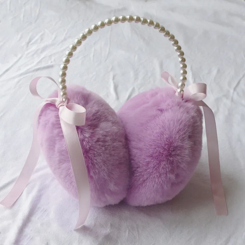 Kawaii Coquette Aesthetic Pearl Earmuffs