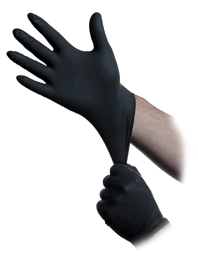 Lightning Gloves - Black 6 mil Nitrile PF Exam - Latex Free