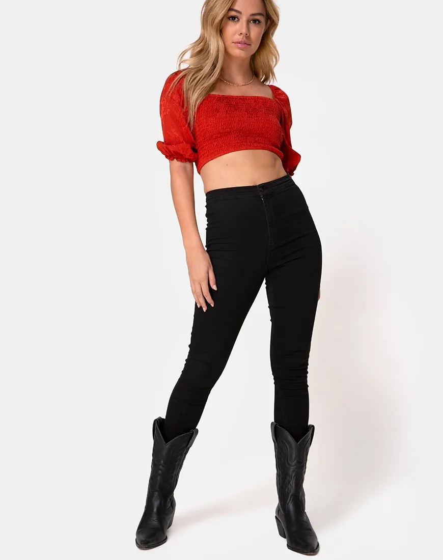 Lilian Crop Top in Satin Rose Rust