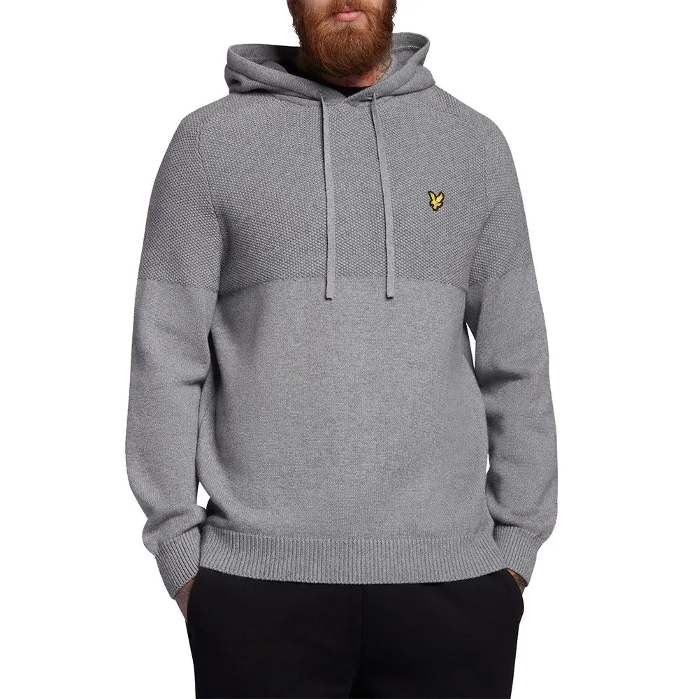 Lyle & Scott Seed Stitch Knitted Hoodie - Mid Grey Marl