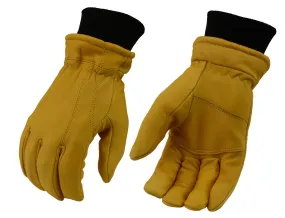 M Boss Motorcycle Apparel BOS37546 Men's Yellow and Black Full Grain Deerskin Leather Motorcycle Gloves