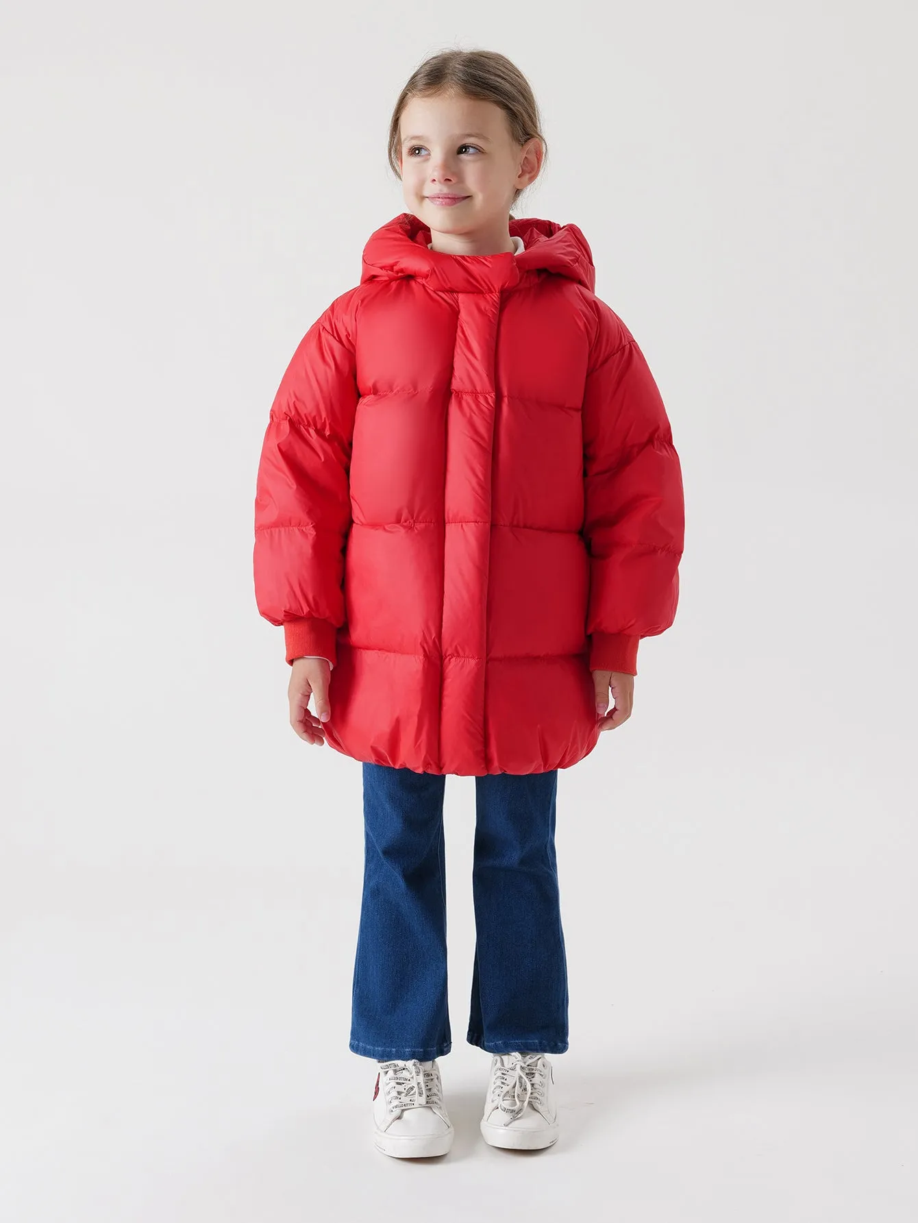 MARC & JANIE Girls Ultralight Hooded Down Mid-Length Coat 221867